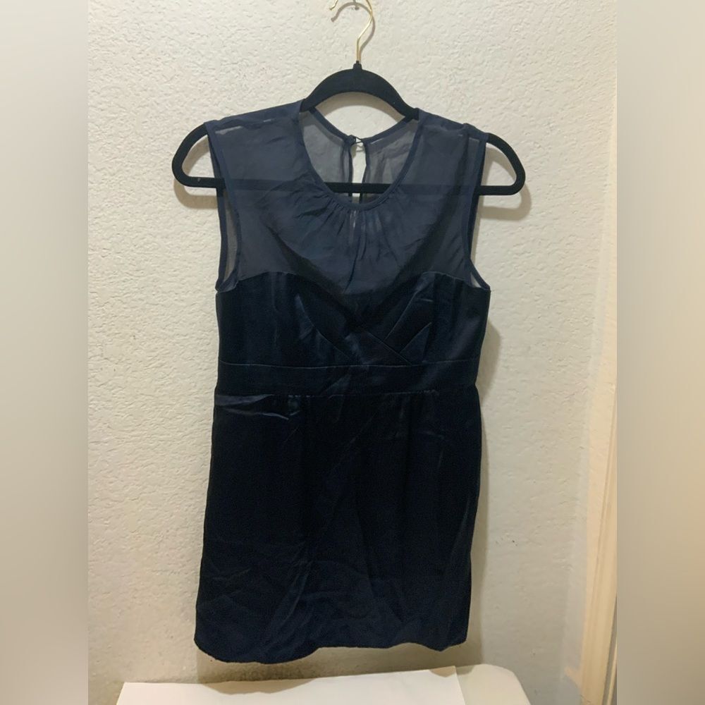 Anthro - Nanette Lepore, Navy Silk & Sheer Sleeveless Top, size 4 - Picture 2 of 8